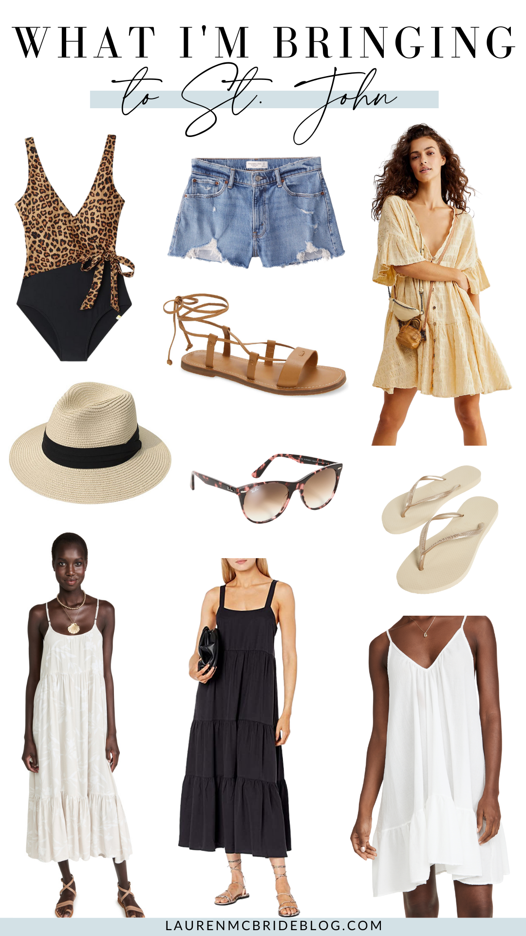 Connecticut life and style blogger Lauren McBride shares her vacation packing list featuring sundresses, swimsuits, and more.