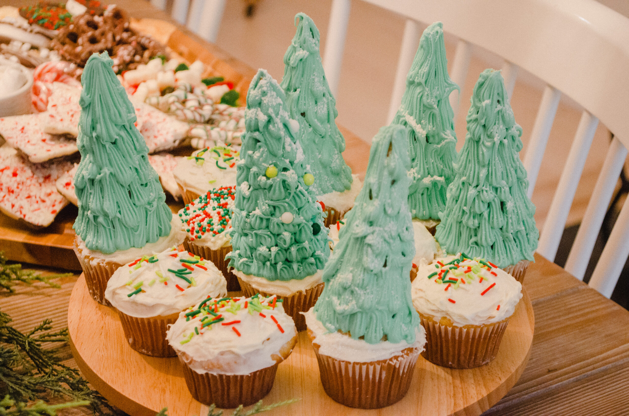 Connecticut life style blogger Lauren McBride shares a photo of her Christmas Tree Cupcakes.