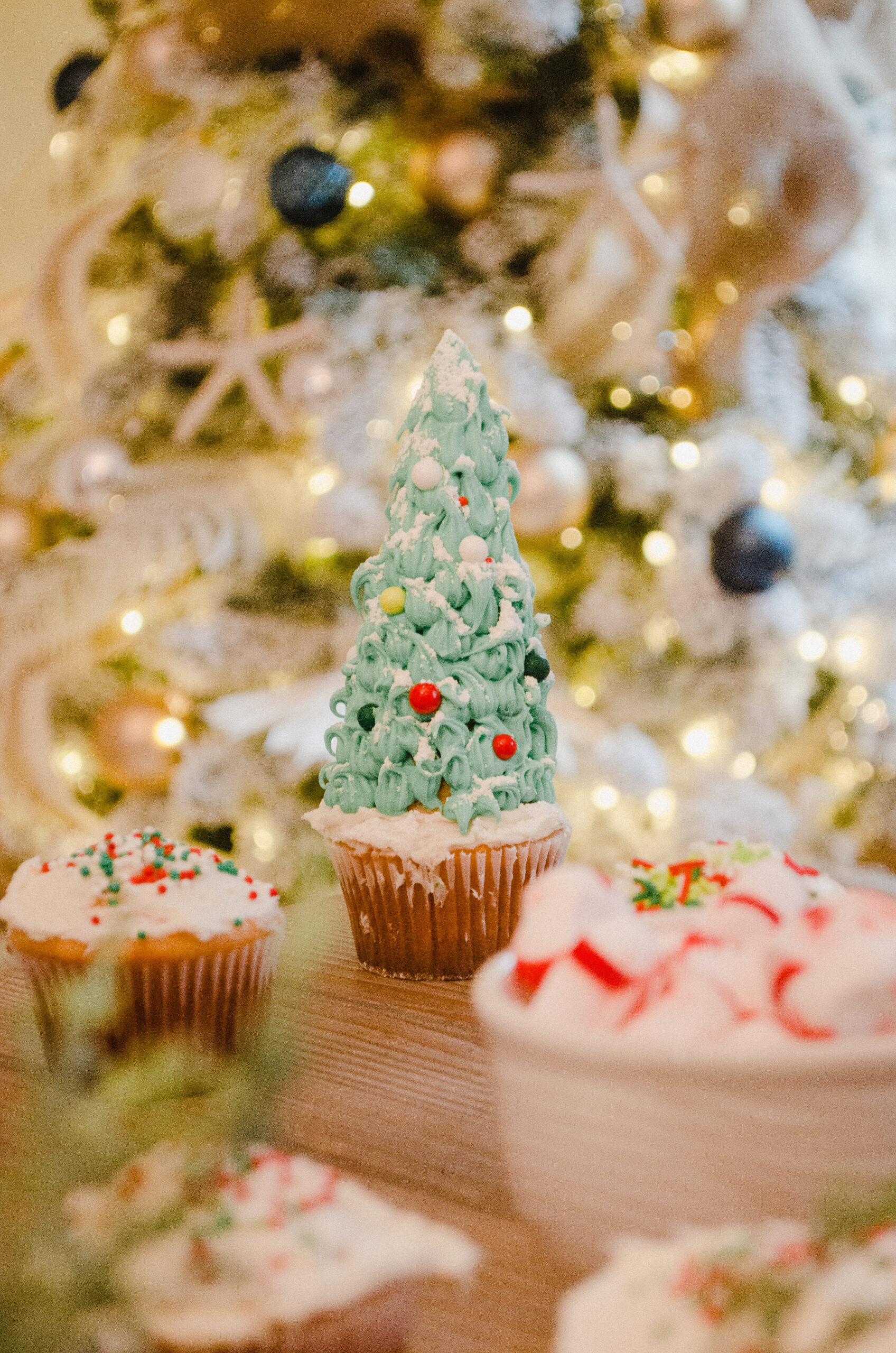 Connecticut life style blogger Lauren McBride shares a photo of her Christmas Tree Cupcakes.